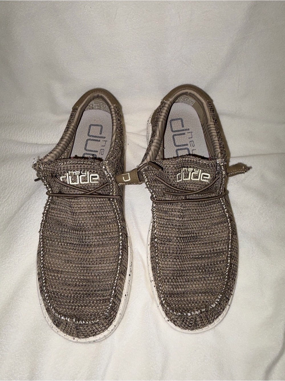 Hey Dude Wally Sox Brown Knit Lightweight Lace-Up Sneakers Men’s US 8 EU 41